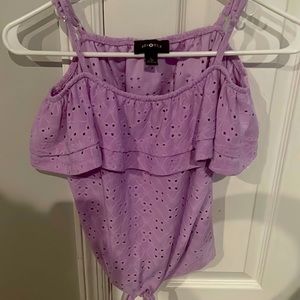 Amy Byer - Girls Short Sleeve Off Shoulder Top ( kids size L 14).